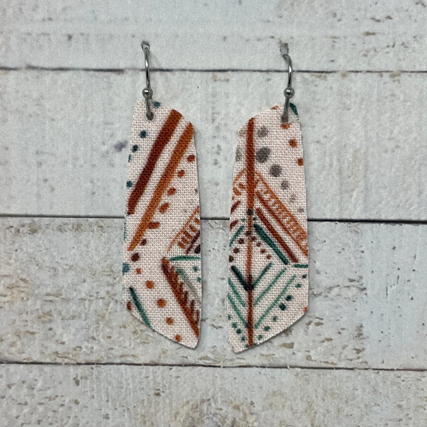 Blush Boho Fabric Bar Earrings