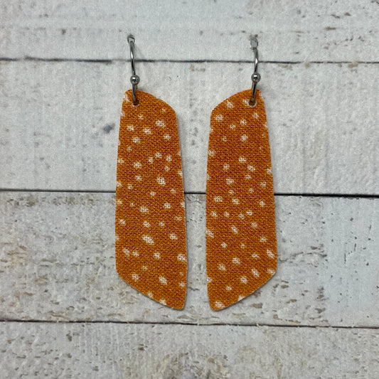 Orange Cream Speckled Fabric Bar Earrings