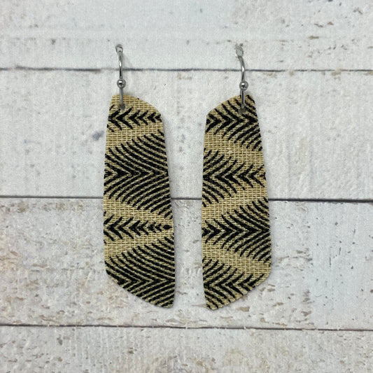 Black & Tan Fabric Bar Earrings