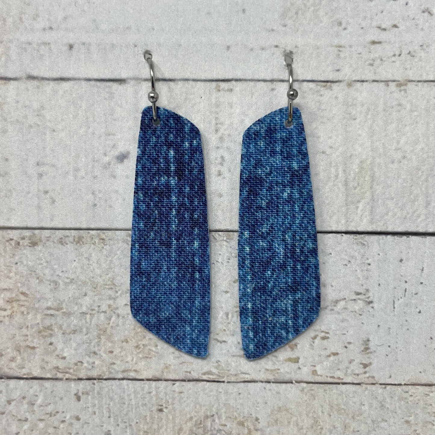 Denim Fabric Bar Earrings