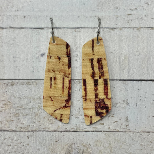 Cork Fabric Bar Earrings