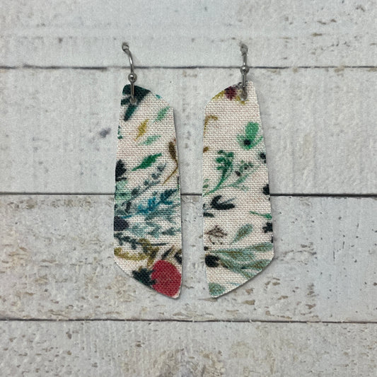 Blush Floral Fabric Bar Earrings