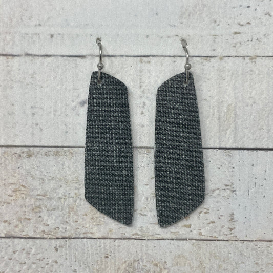 Distressed Gray Fabric Bar Earrings