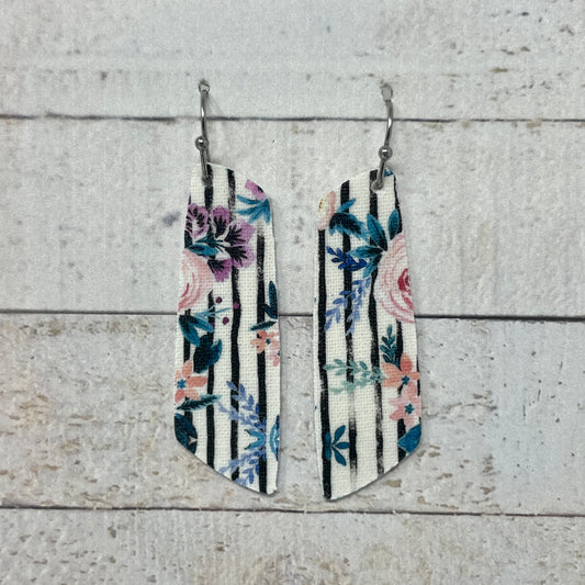 Spring Floral Fabric Bar Earrings