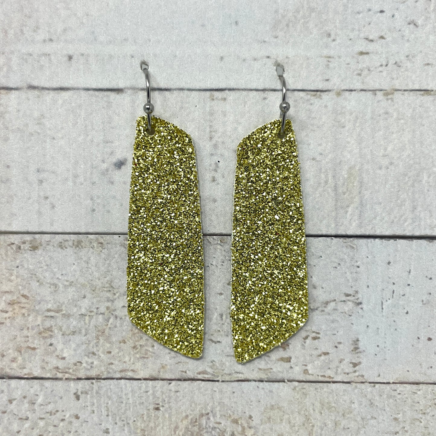 Gold Glitter Fabric Bar Earrings