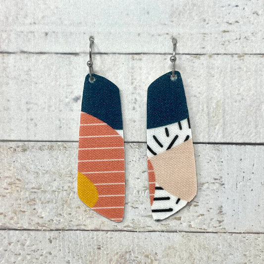 Abstract Boho Fabric Bar Earrings