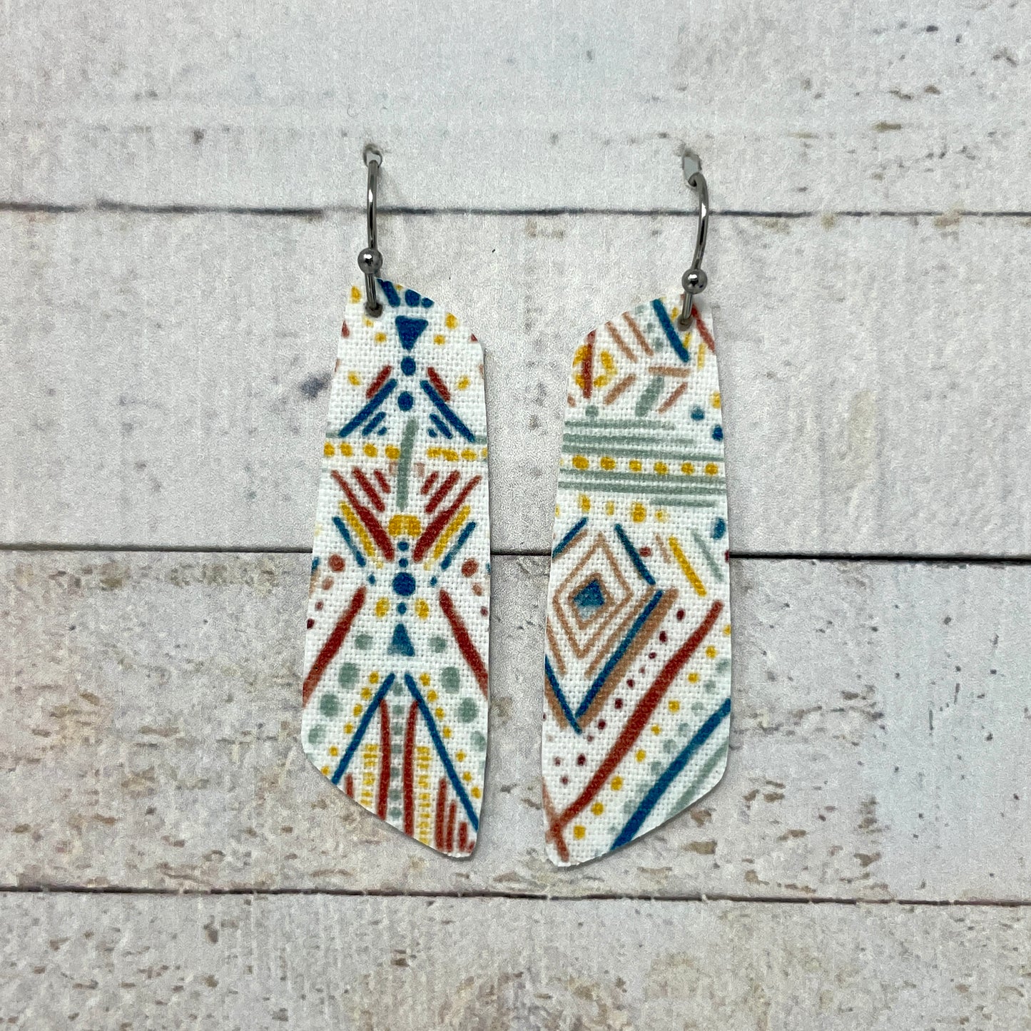 Summer Boho Small Scale Fabric Bar Earrings