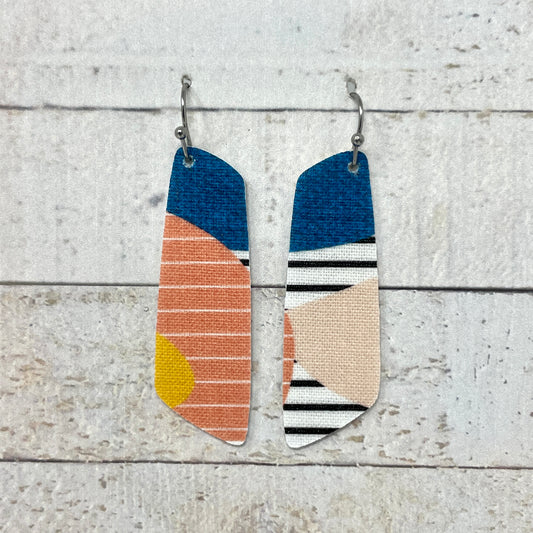 Bright Boho Striped Fabric Bar Earrings