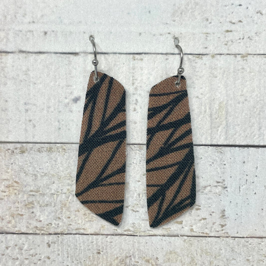 Brown & Black Fabric Bar Earrings