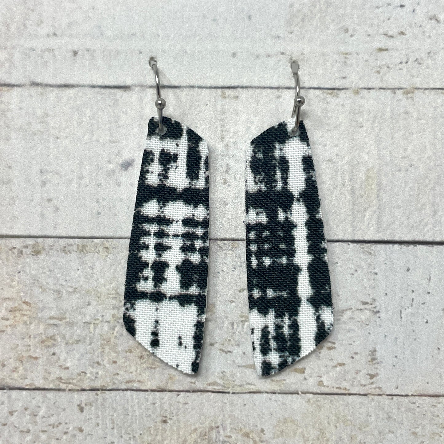 Black & White Fabric Bar Earrings