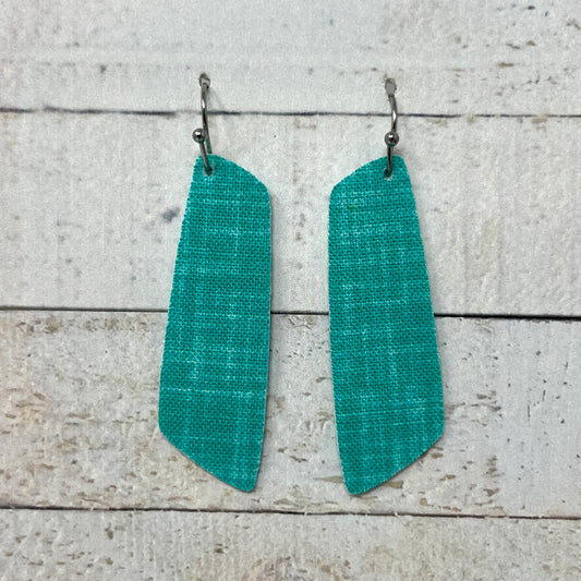 Bright Turquoise Fabric Bar Earrings