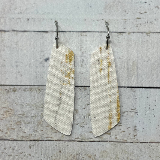 Ivory & Gold Fabric Bar Earrings