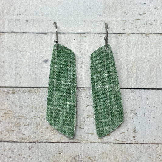 Sage Green Fabric Bar Earrings