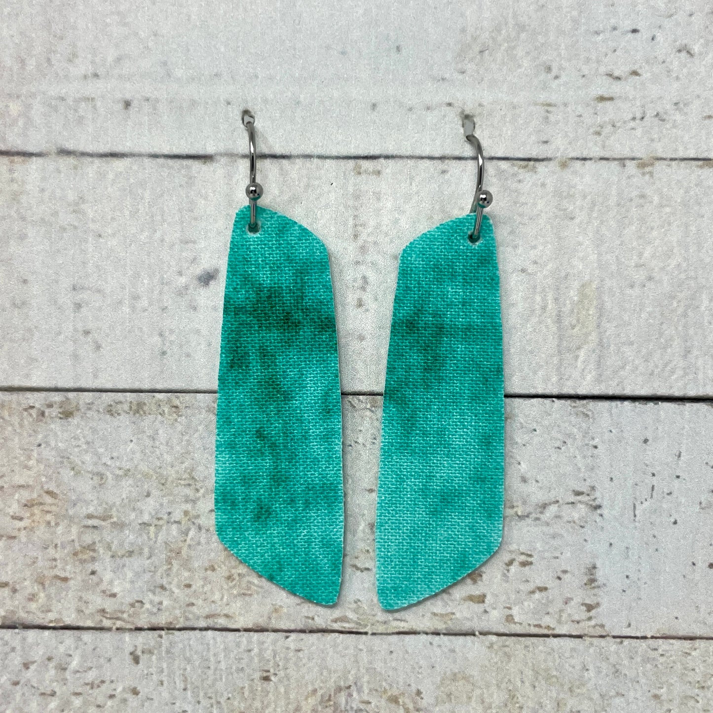 Minty Blue Fabric Bar Earrings