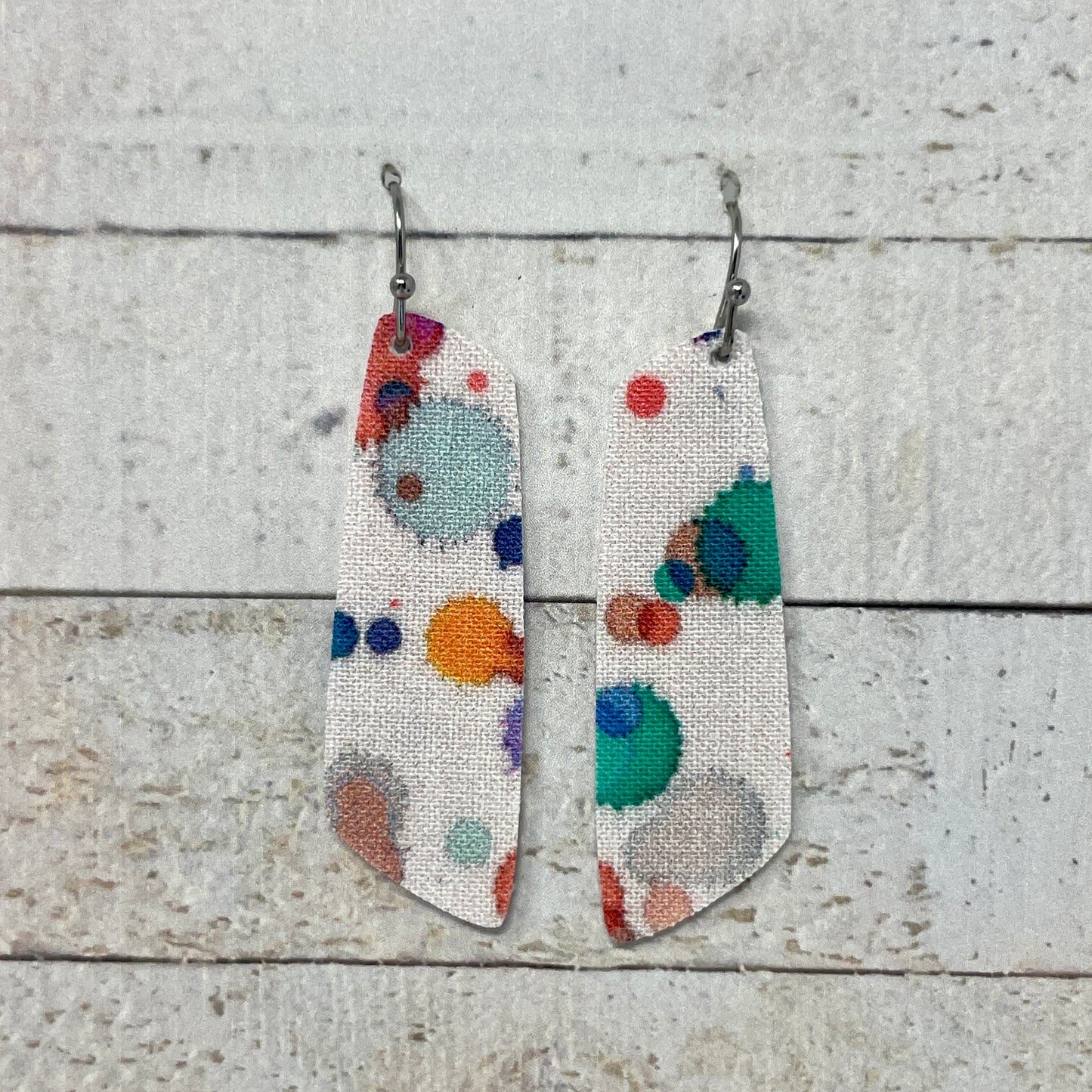 Watercolor Splotches Fabric Bar Earrings