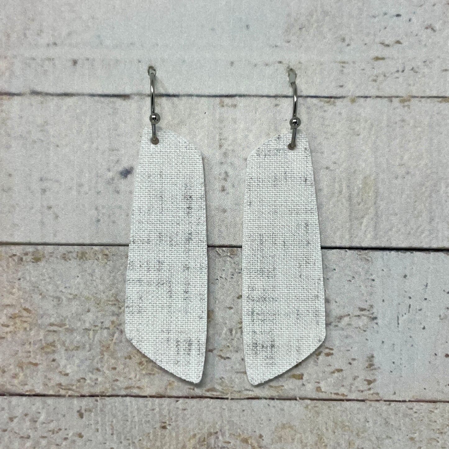 White & Gray Fabric Bar Earrings