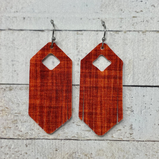 Burnt Orange Fabric Fringe Earrings