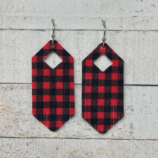 Buffalo Plaid Fabric Fringe Earrings