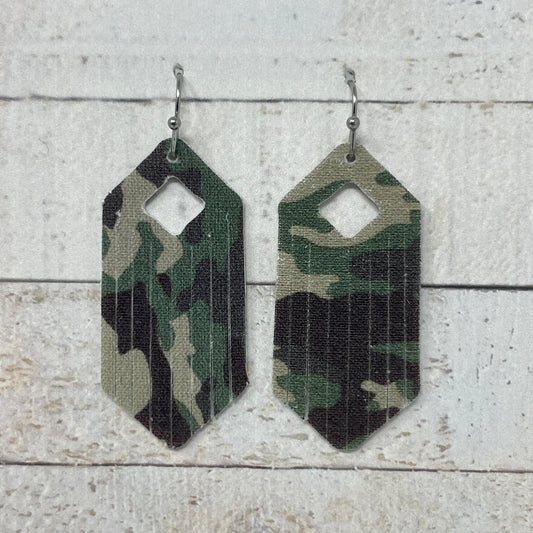 Camouflage Fabric Fringe Earrings