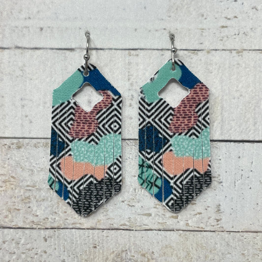 Abstract Fabric Fringe Earrings