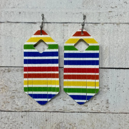 Rainbow Striped Fabric Fringe Earrings