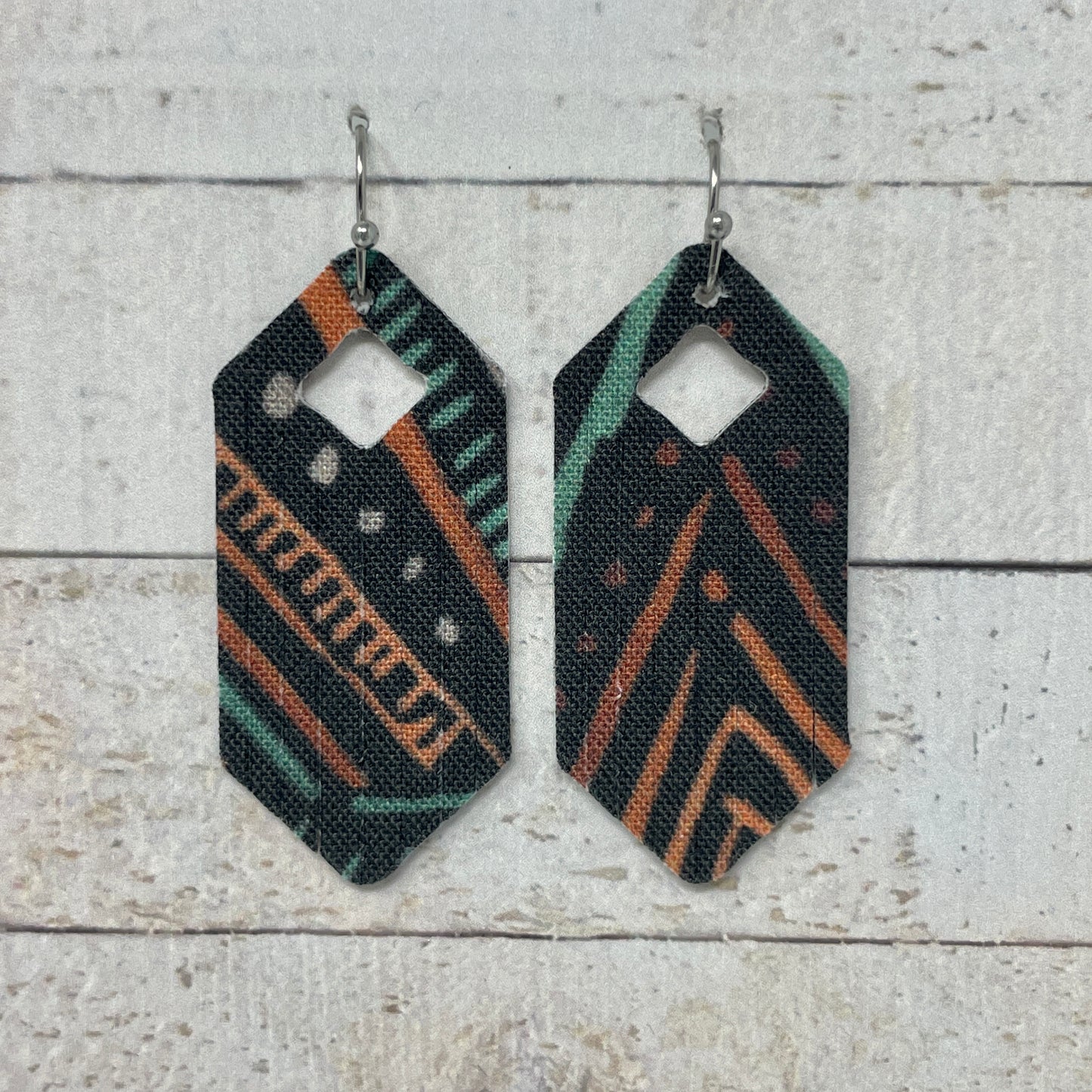 Black Boho Fabric Fringe Earrings