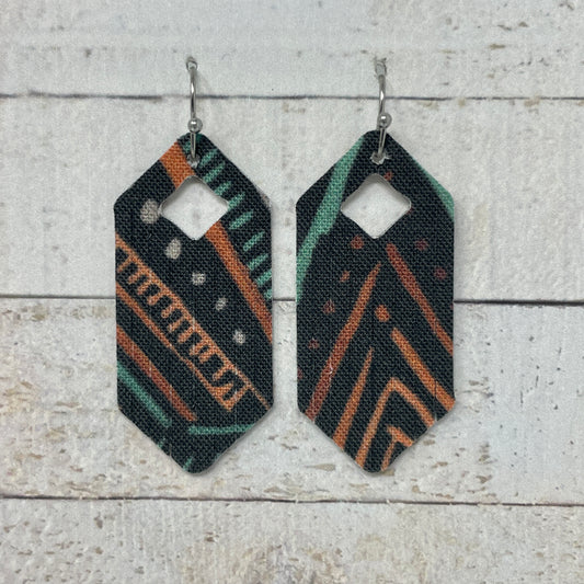 Black Boho Fabric Fringe Earrings