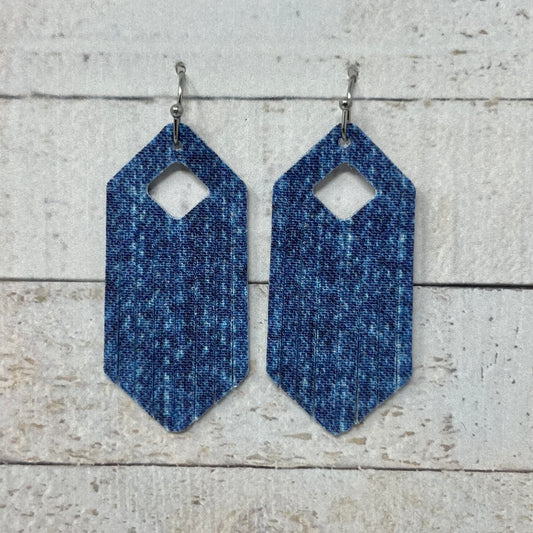 Denim Fabric Fringe Earrings