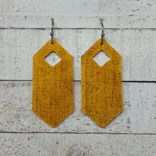 Distressed Mustard Fabric Fringe Earrings