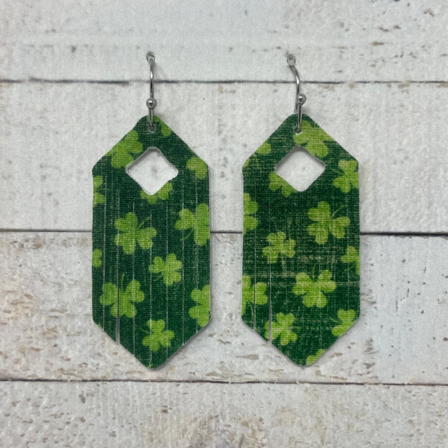 Clover Fabric Fringe Earrings