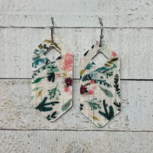 Blush Floral Fabric Fringe Earrings