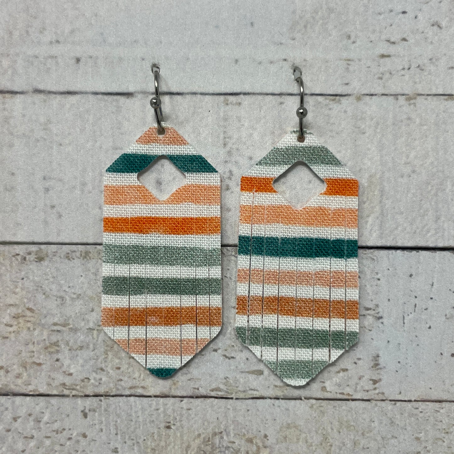 Spring Stripes Fabric Fringe Earrings