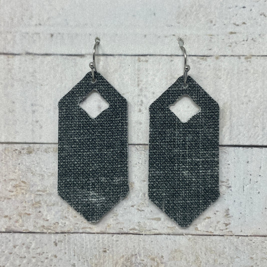 Distressed Gray Fabric Fringe Earrings