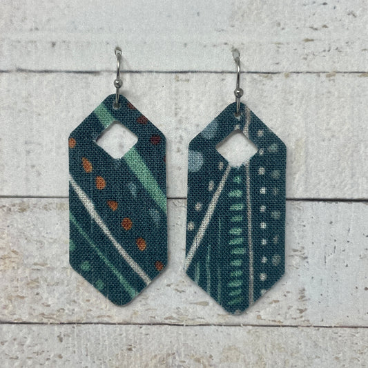 Teal Boho Fabric Fringe Earrings