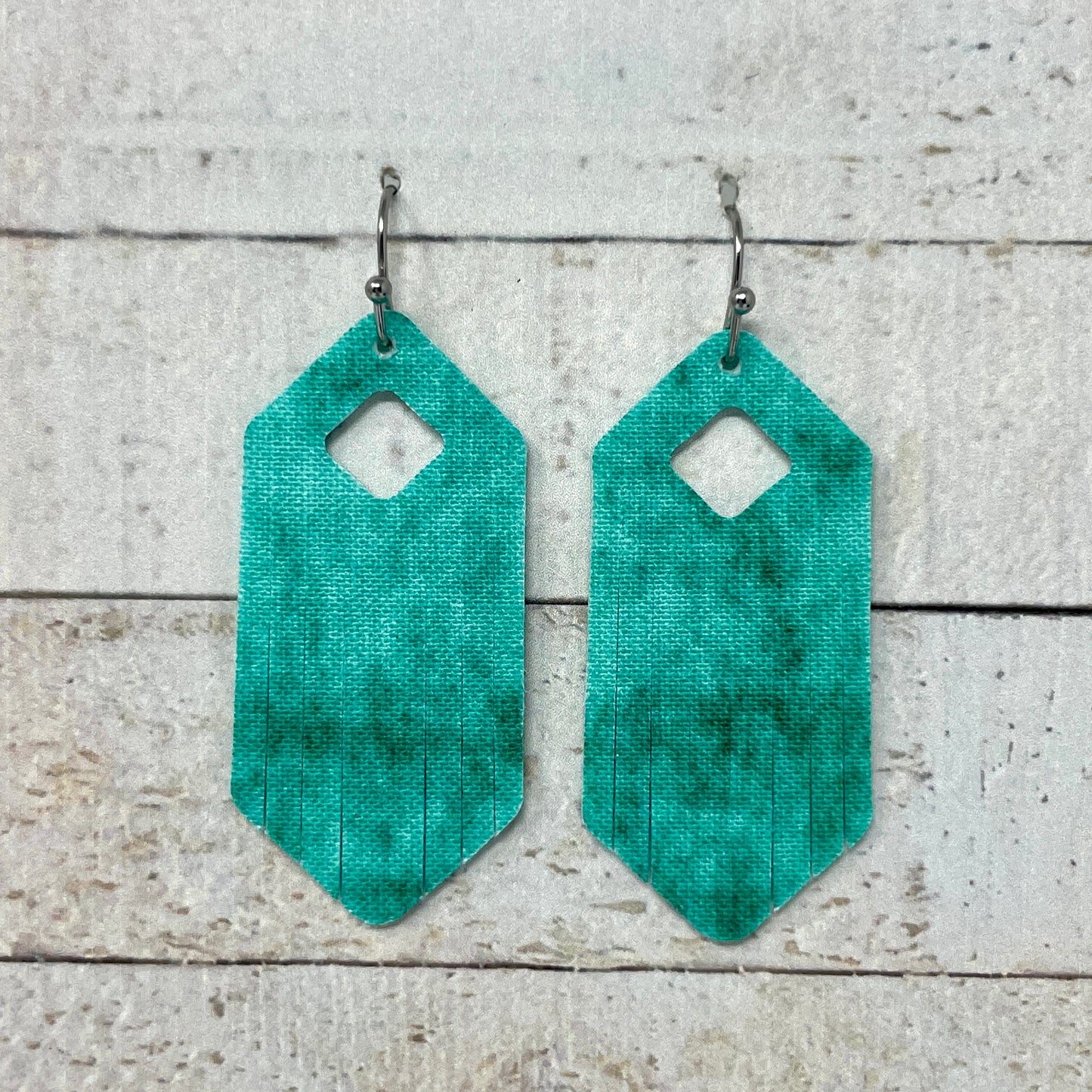 Minty Blue Fabric Fringe Earrings