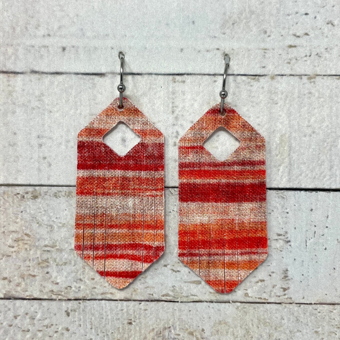 Fall Stripes Fabric Fringe Earrings