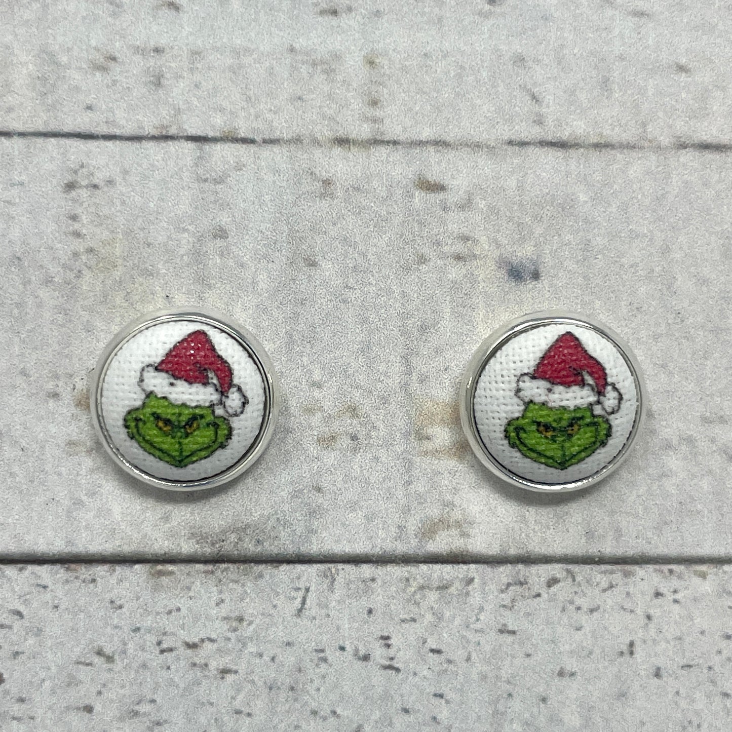 Grinch Fabric Stud Earrings