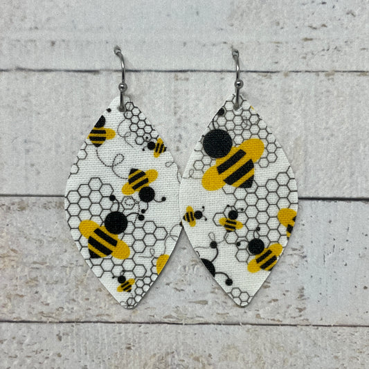 Bee Fabric Petal Earrings