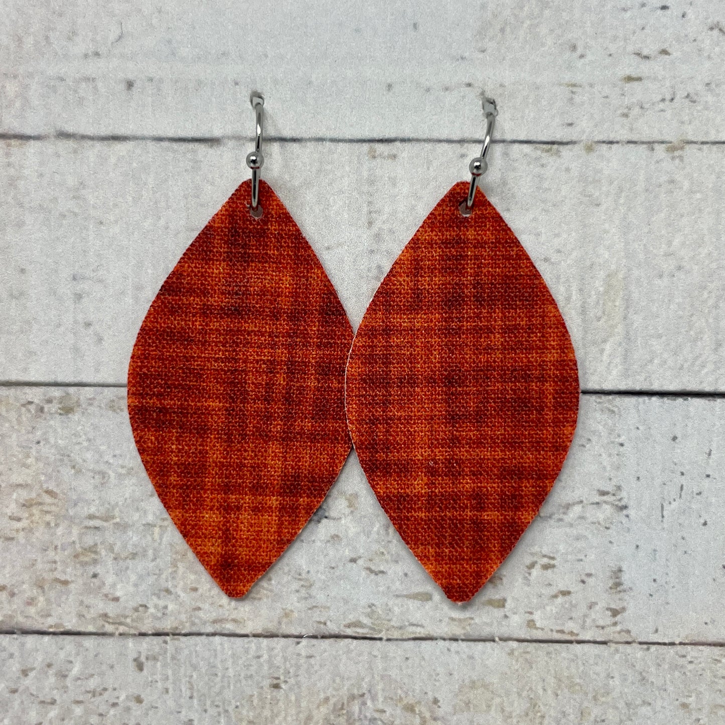 Burnt Orange Fabric Petal Earrings