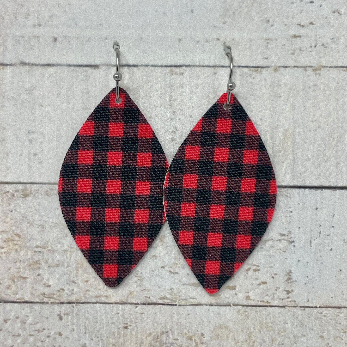 Buffalo Plaid Fabric Petal Earrings