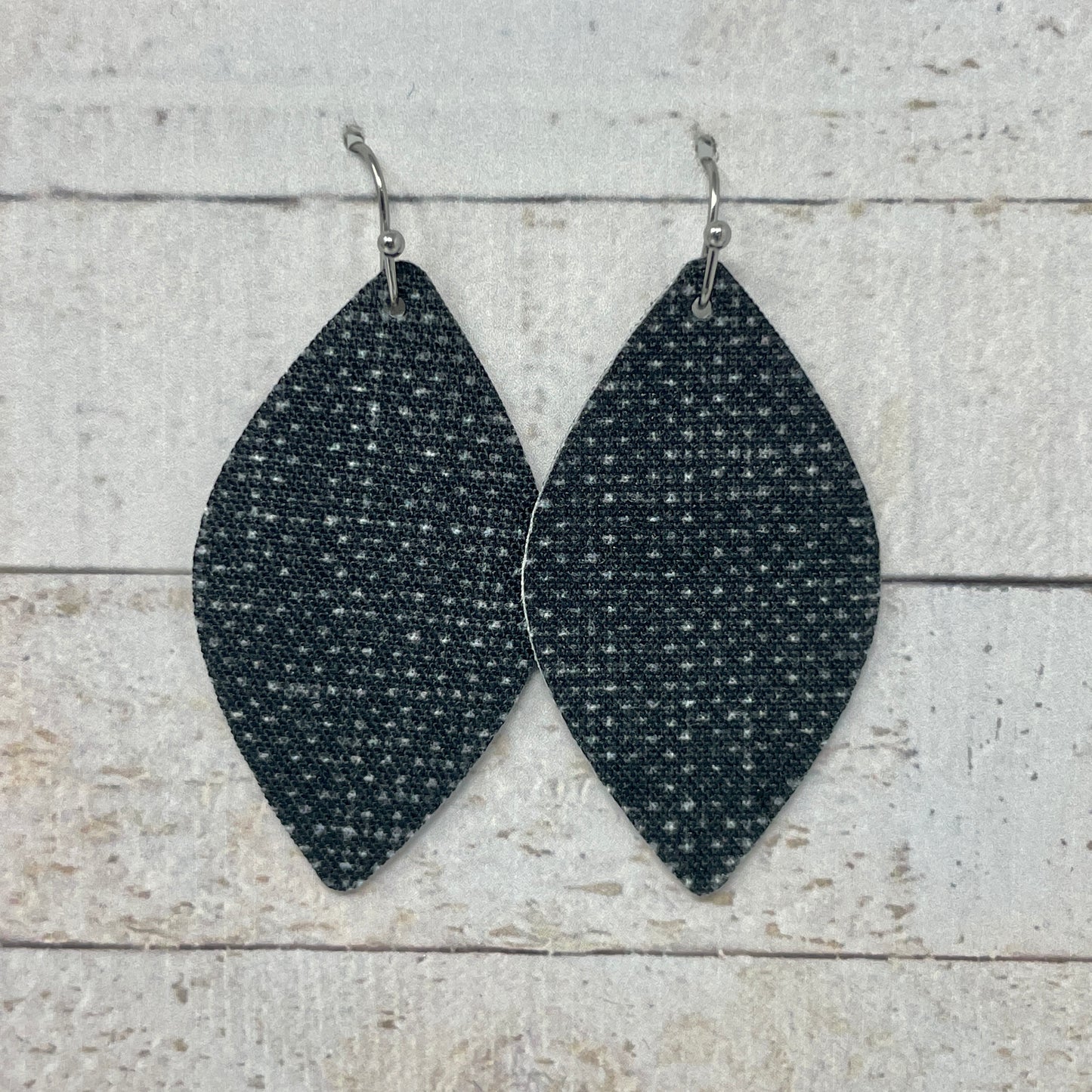 Distressed Black Fabric Petal Earrings