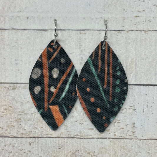 Black Boho Fabric Petal Earrings