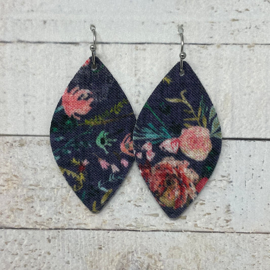 Purple Floral Fabric Petal Earrings