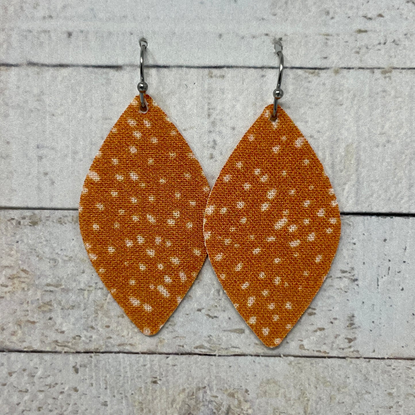 Orange Cream Speckled Fabric Petal Earrings