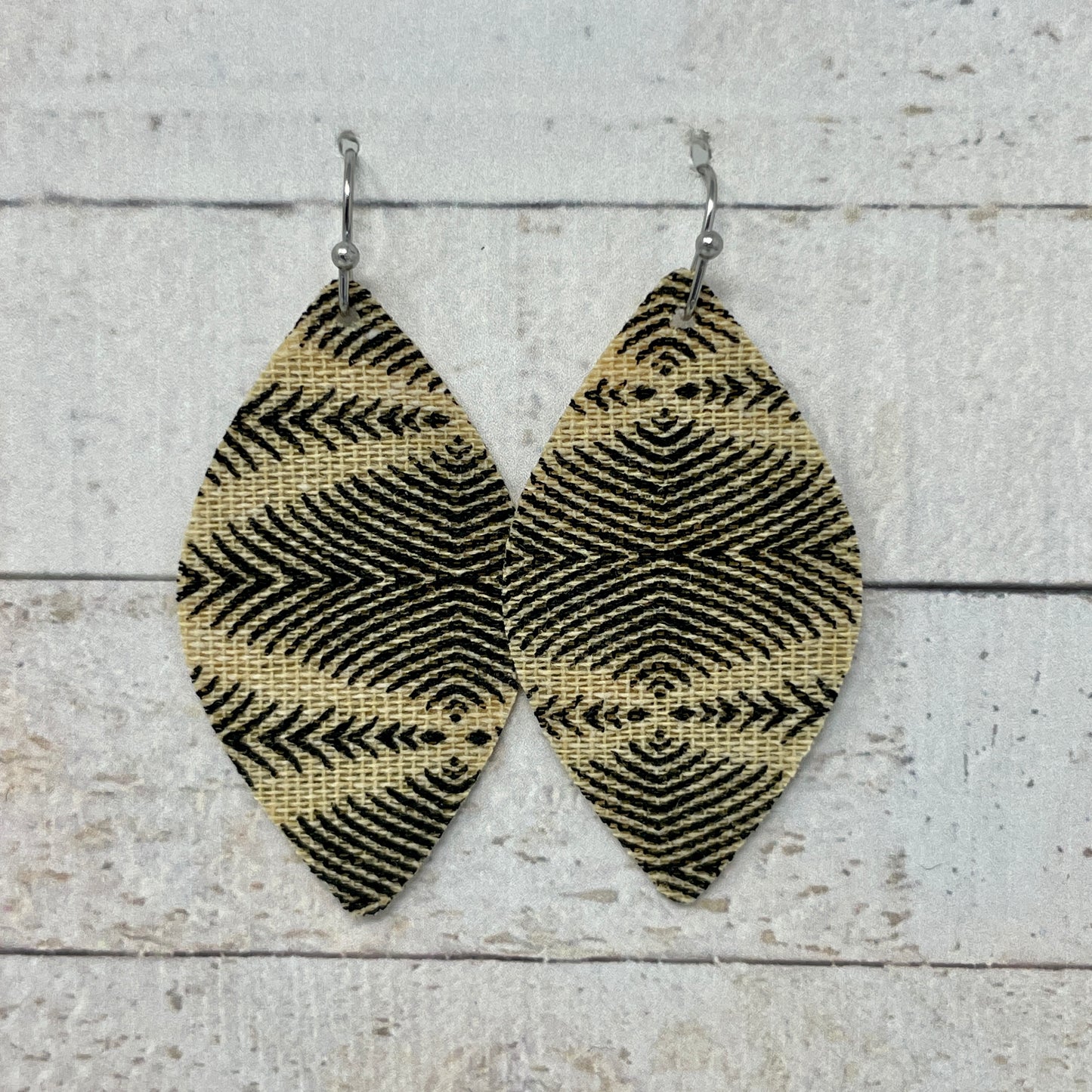 Black & Tan Fabric Petal Earrings