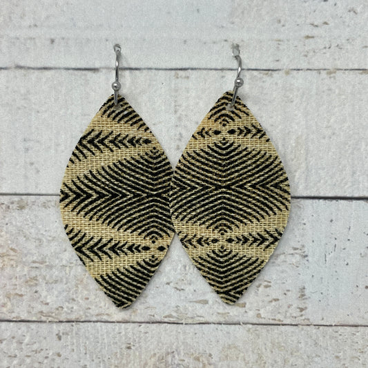 Black & Tan Fabric Petal Earrings