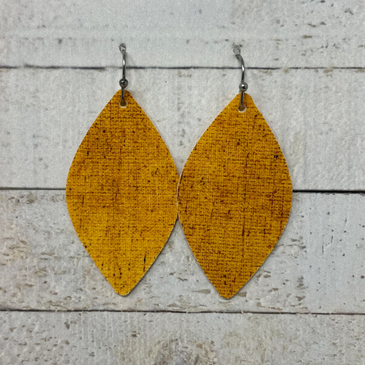 Distressed Mustard Fabric Petal Earrings