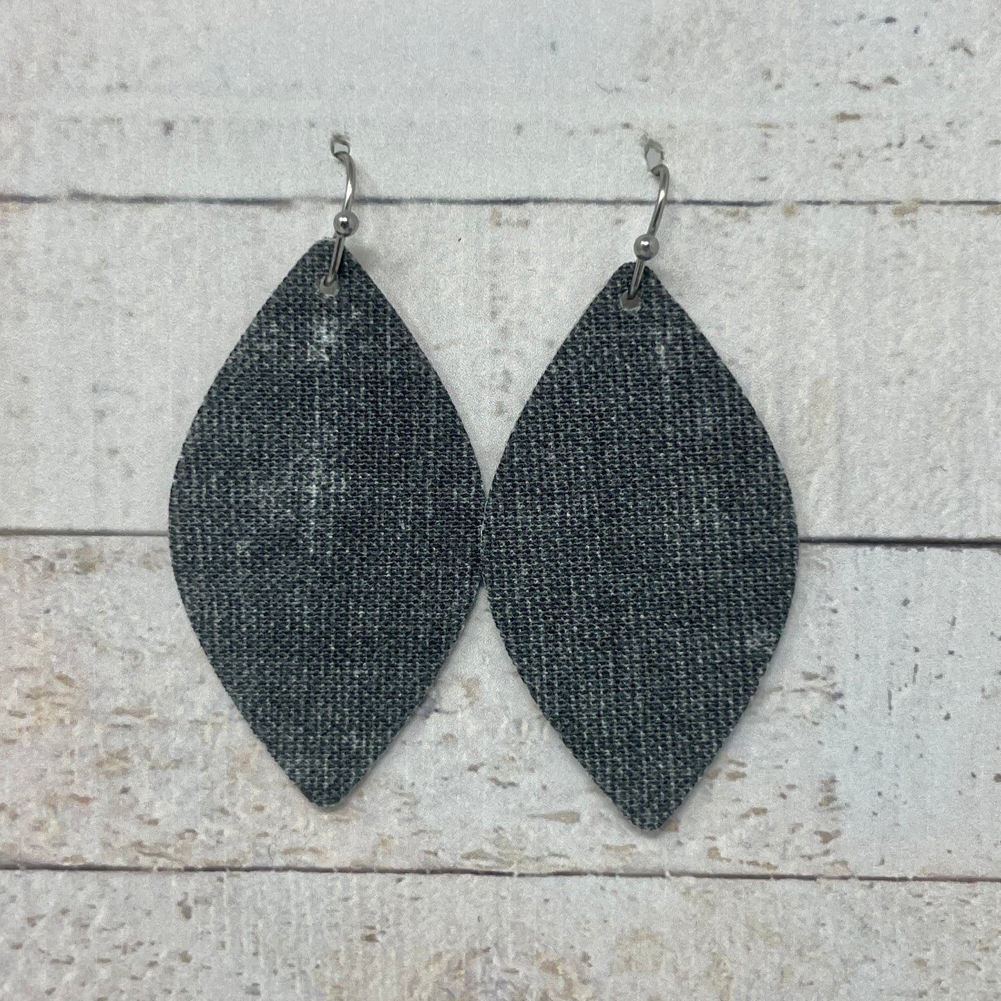 Distressed Gray Fabric Petal Earrings