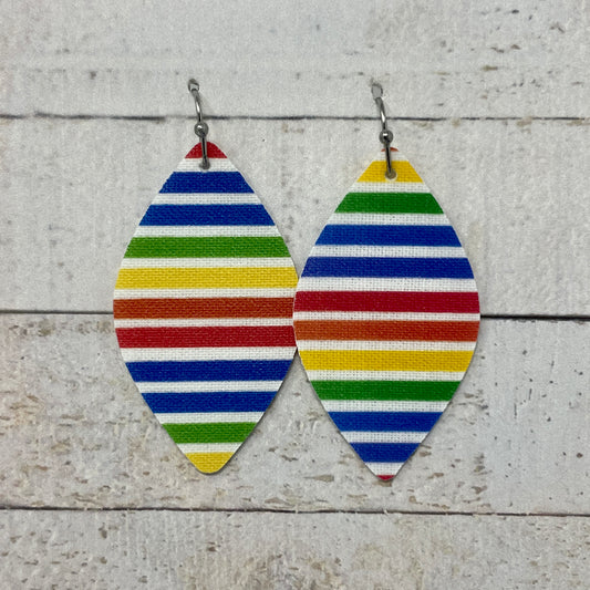 Rainbow Striped Fabric Petal Earrings