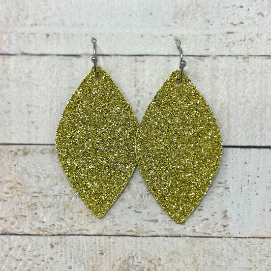 Gold Glitter Fabric Petal Earrings